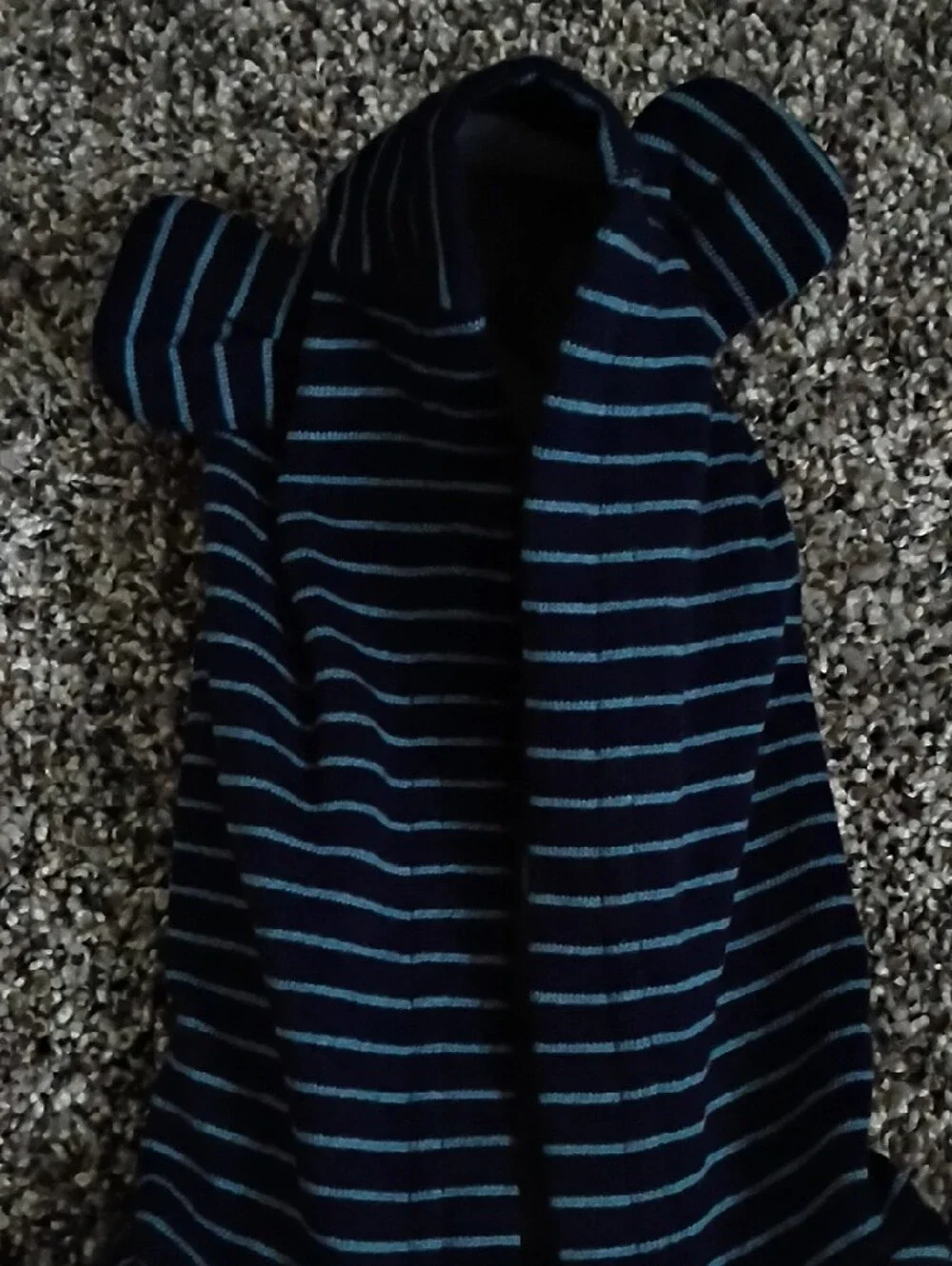 Carter's Navy and Light Blue Striped Hooded Footie with Bear Applique